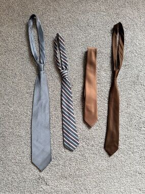 Men’s Necktie Bundle | 4 Classic Ties | Grey, Brown & Striped